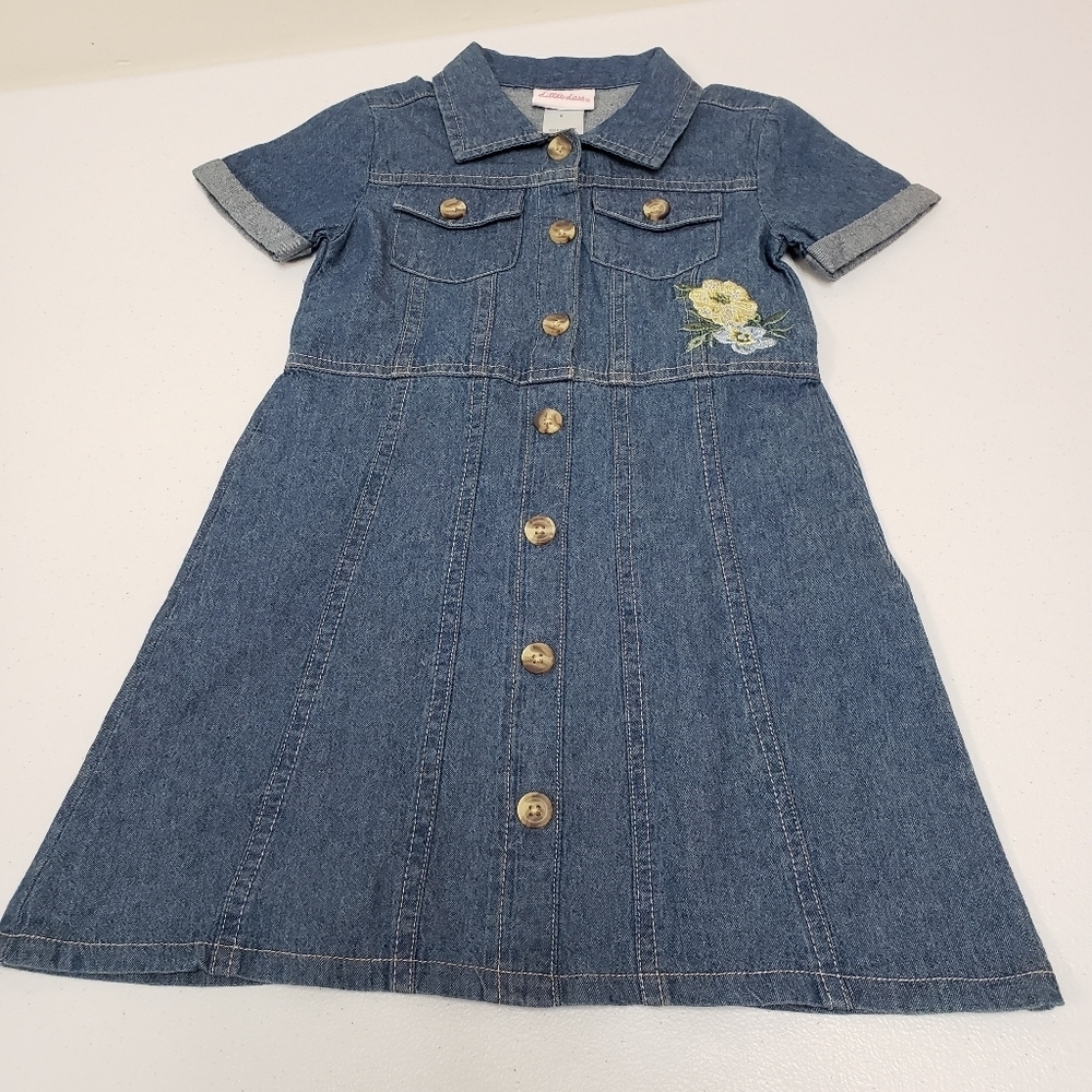 Little Lass Girls Denim Blue Jean Dress Size 5 - Picture 1 of 9
